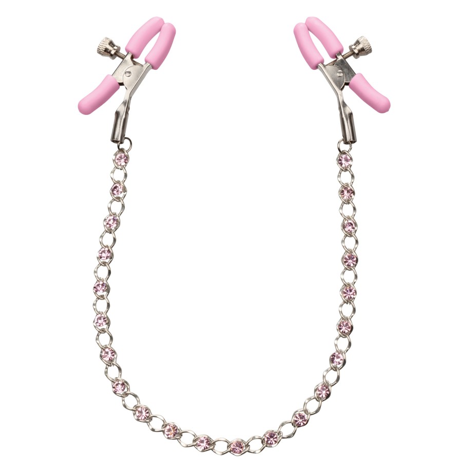 Strizza capezzoli rosa Crystal Chain Nipple Clamps