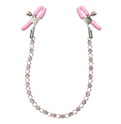 Strizza capezzoli rosa Crystal Chain Nipple Clamps - Pinze e Succhi...