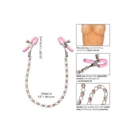 Strizza capezzoli rosa Crystal Chain Nipple Clamps - Pinze e Succhi...