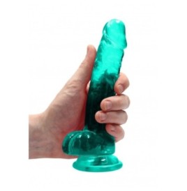 Pene finto con ventosa turchese Realistic Dildo with Balls 17 cm - ...