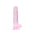 Pene finto rosa con ventosa Realistic Dildo with Balls 19 cm