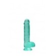 Pene finto turchese con ventosa Realistic Dildo with Balls 15 cm