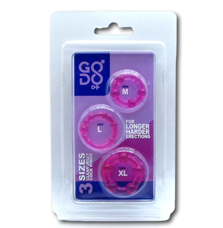 Set anelli fallici 3 pz rosa Godo d+