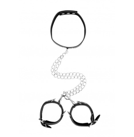 Collare con polsini Bonded Leather Collar With Hand Cuffs - Manette...