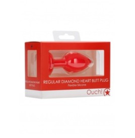 Plug con gioielllo Diamond Heart Butt Plug - Regular - Red - Plug A...