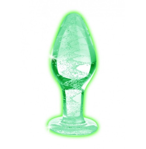 Plug fosforescente Glow-In-The-Dark Glass Anal Plug - Large - Falli...