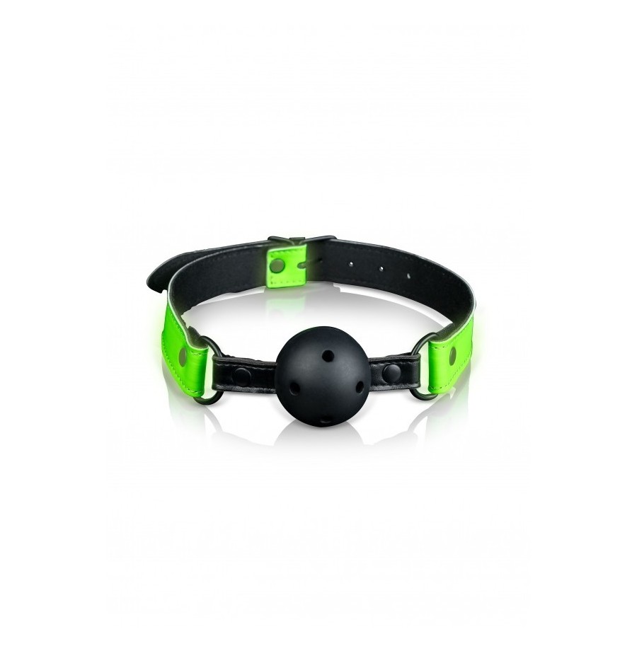 Morso Breathable Ball Gag - Glow in the Dark - Neon Green/Black