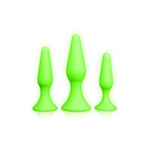 Kit plug Butt Set - Glow in the Dark - Neon Green/Black - Sex toys ...