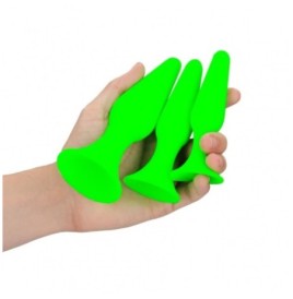 Kit plug Butt Set - Glow in the Dark - Neon Green/Black - Sex toys ...