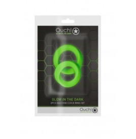 Kit anello fallico 2 pcs Cock Ring Set - Glow in the Dark - Neon Gr...