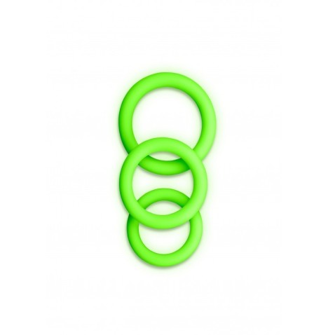 Kit anello per pene 3 pcs Cock Ring Set - Glow in the Dark - Neon G...