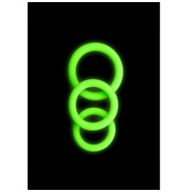 Kit anello per pene 3 pcs Cock Ring Set - Glow in the Dark - Neon G...