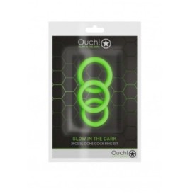 Kit anello per pene 3 pcs Cock Ring Set - Glow in the Dark - Neon G...