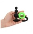 Anello fallico con plug Beads Butt Plug with Cock Ring - GitD - Neon Green/Black