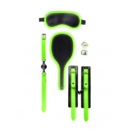 Set sadomaso Bondage Kit 1 - Glow in the Dark - Neon Green/Black - ...