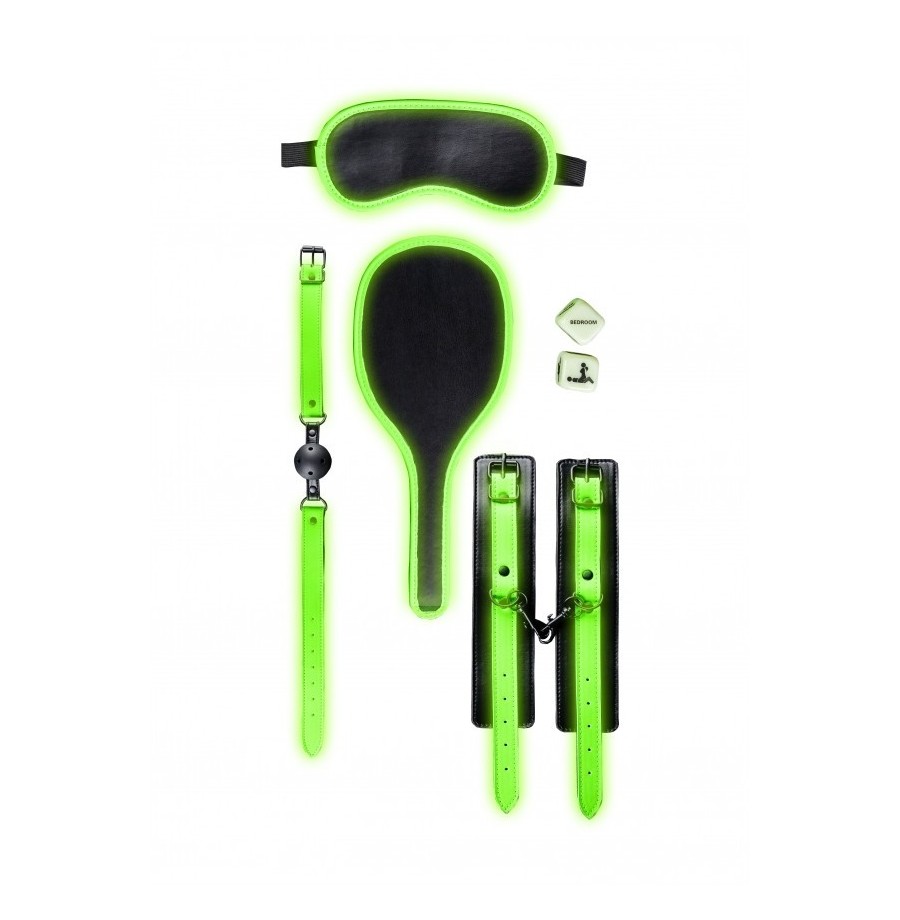 Set sadomaso Bondage Kit 1 - Glow in the Dark - Neon Green/Black