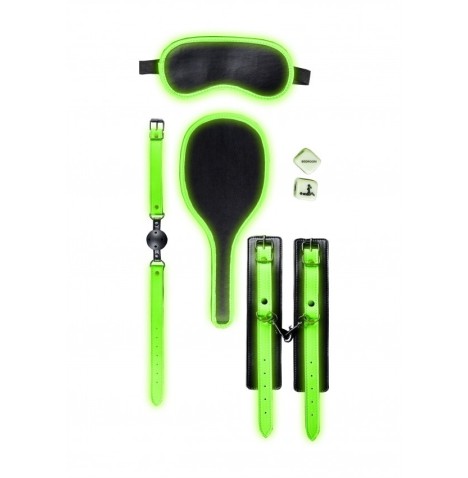 Set sadomaso Bondage Kit 1 - Glow in the Dark - Neon Green/Black - ...