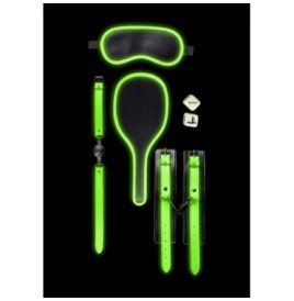 Set sadomaso Bondage Kit 1 - Glow in the Dark - Neon Green/Black - ...