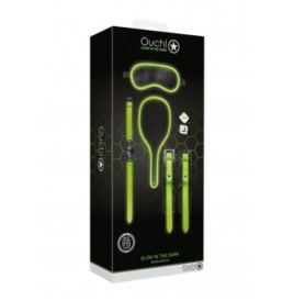 Set sadomaso Bondage Kit 1 - Glow in the Dark - Neon Green/Black - ...