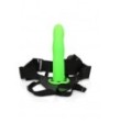 fallo indossabile CURVED HOLLOW STRAP-ON - 8'' / 20 CM - GLOW IN THE DARK