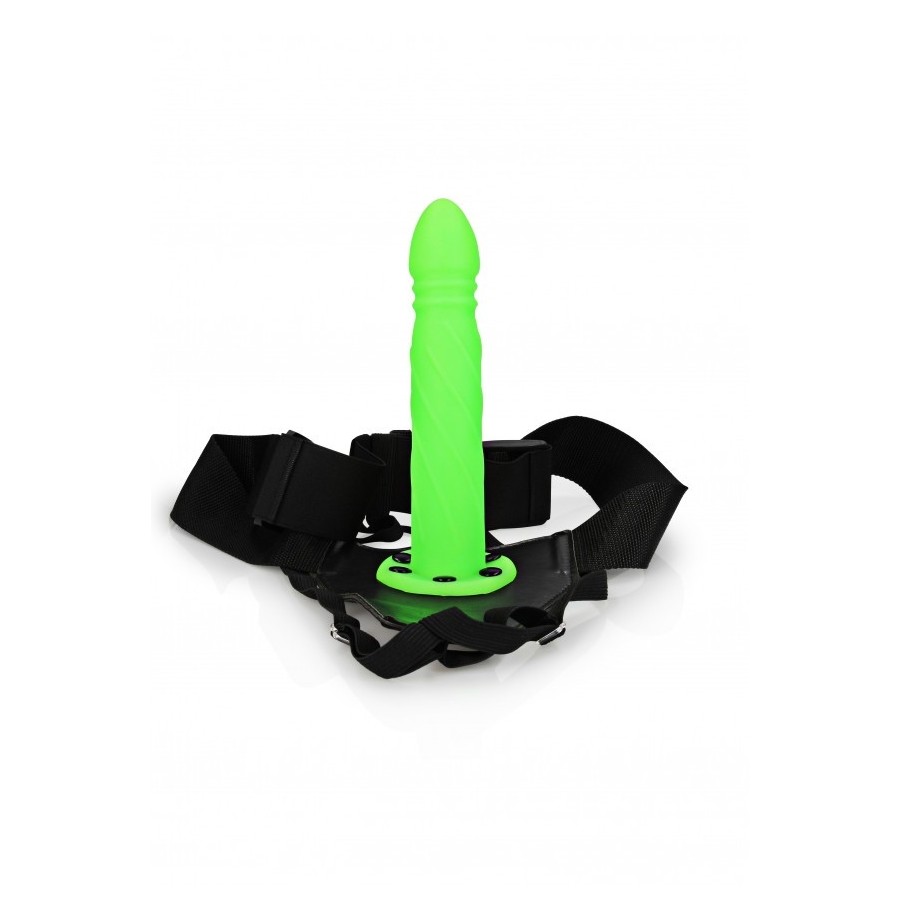 fallo indossabile Twisted Hollow Strap-on - 8'' / 20 cm - GitD - Neon Green