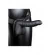 fallo cavo indossabile Ribbed Hollow Strap-on with Balls - 8'' / 21 cm - Black