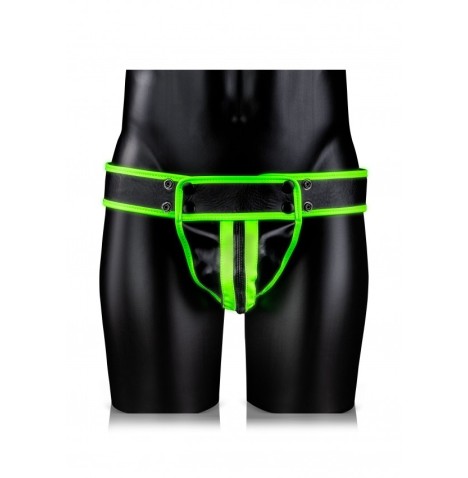 Sospensorio uomo Striped Jock Strap - GitD - Neon Green/Black - Abb...