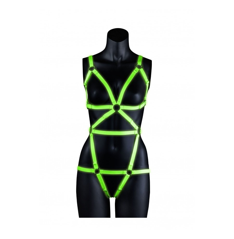 Body bondage Harness - GitD - Neon Green/Black