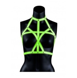 Pettorina bondage Bra Harness - Glow in the Dark - Neon Green/Black...