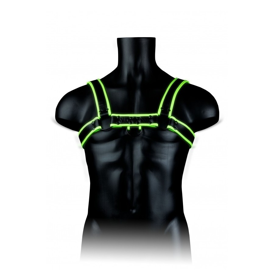 Imbragatura uomo fosforescente Chest Bulldog Harness - GitD - Neon Green/Black