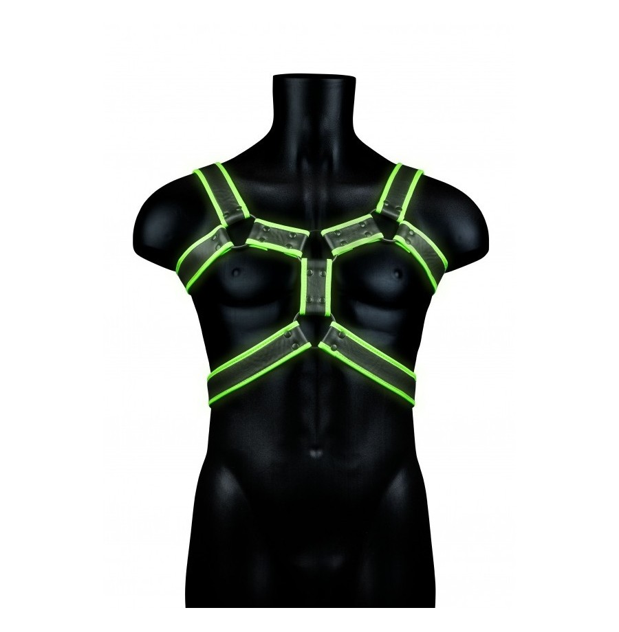 Pettorina regolabile uomo Body Harness - Glow in the Dark - Neon Green/Black