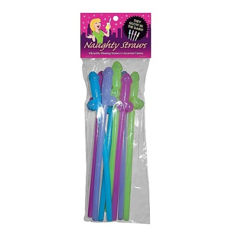 Cannucce con pene Glow in the Dark Naughty Straws - Sexy Gadget - S...