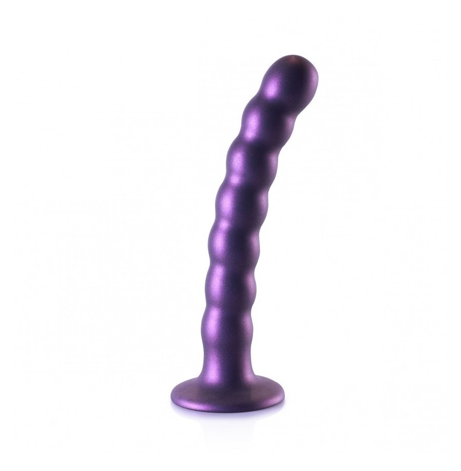 Dildo vaginale con ventosa a sfere Beaded G-Spot Dildo 6,5'' / 16,5 cm Metallic Purple