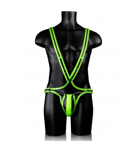 Body bondage Full Body Harness GitD Neon Green/Black - Abbigliament...