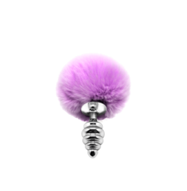 Plug anale con coda Metal Anal Fluffy Twist Plug S purple - Plug An...