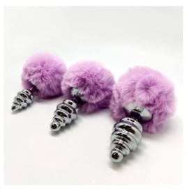 Plug anale con coda Metal Anal Fluffy Twist Plug S purple - Plug An...