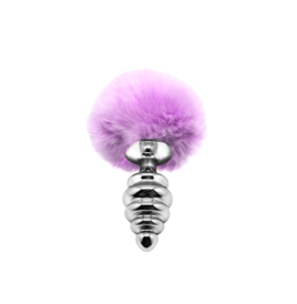 Plug anale con coda Metal Anal Fluffy Twist Plug M purple - Plug An...