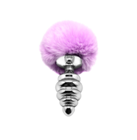 Plug anale con coda Metal Anal Fluffy Twist Plug L purple - Plug An...