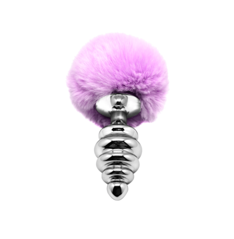 Plug anale con coda Metal Anal Fluffy Twist Plug L purple - Plug An...