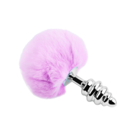 Plug anale con coda Metal Anal Fluffy Twist Plug L purple - Plug An...