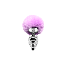 Plug anale con coda Metal Anal Fluffy Twist Plug L purple - Plug An...