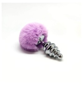 Plug anale con coda Metal Anal Fluffy Twist Plug L purple - Plug An...