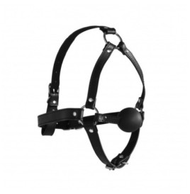 Imbracatura viso con morso Head Harness with Solid Ball Gag Black -...