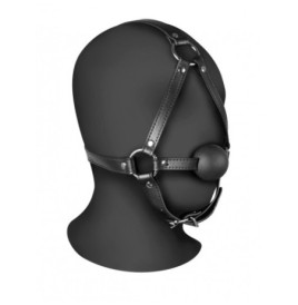 Imbracatura viso con morso Head Harness with Solid Ball Gag Black -...