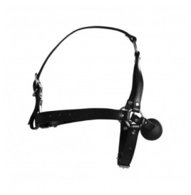 Imbracatura viso con morso Head Harness with Solid Ball Gag Black -...