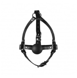 Imbracatura viso con morso Head Harness with Solid Ball Gag Black -...