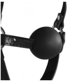 Imbracatura viso con morso Head Harness with Solid Ball Gag Black -...