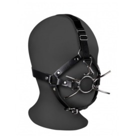 Imbracatura viso con morso Head Harness with Spider Gag and Nose Ho...