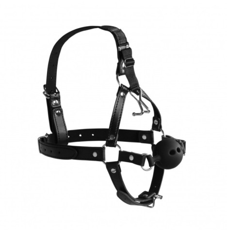 Imbracatura viso con morso Head Harness with Breathable Ball Gag an...