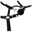 Imbracatura viso con morso Head Harness with Breathable Ball Gag and Nose Hooks Black